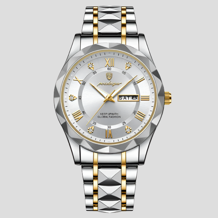 "Montre homme acier inoxydable chic, cadran lumineux, bracelet élégant pour style quotidien et durabilité optimale."