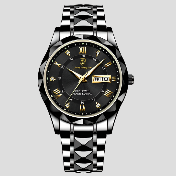 "Montre homme acier inoxydable chic, cadran lumineux, bracelet élégant pour style quotidien et durabilité optimale."