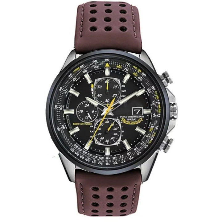 "Montre homme luxe à quartz, acier inoxydable, cadran lumineux, étanche, style moderne, idéale bureau et weekend."