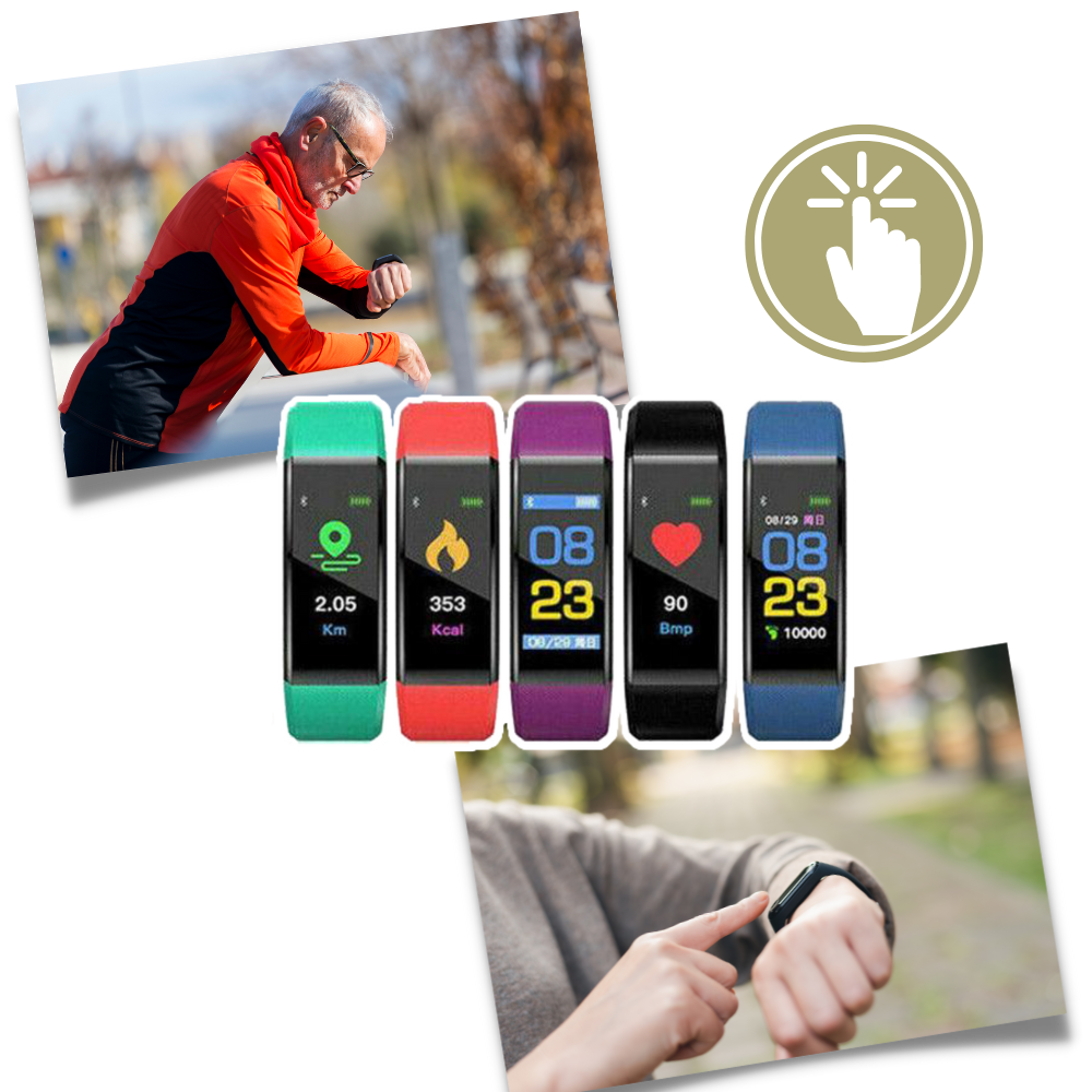 "Montre intelligente seniors, affichage LED clair, ergonomique, suivi santé avancé, rouge, accessoire pour homme"