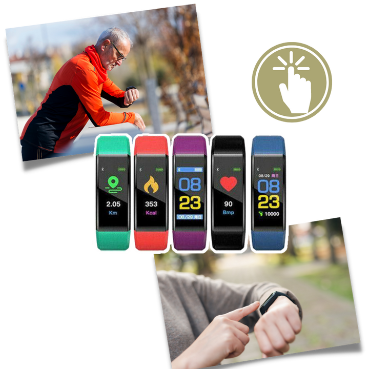 "Montre intelligente seniors, affichage LED clair, ergonomique, suivi santé avancé, rouge, accessoire pour homme"