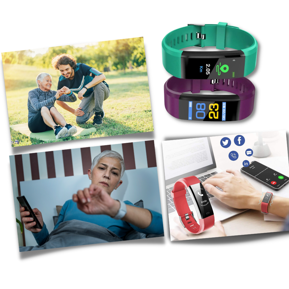 "Montre intelligente seniors, affichage LED clair, ergonomique, suivi santé avancé, rouge, accessoire pour homme"