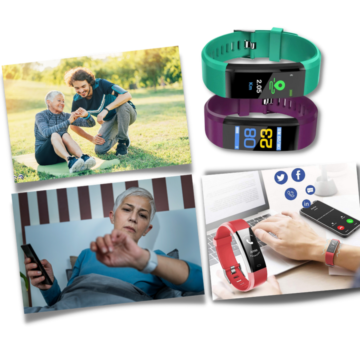 "Montre intelligente seniors, affichage LED clair, ergonomique, suivi santé avancé, rouge, accessoire pour homme"