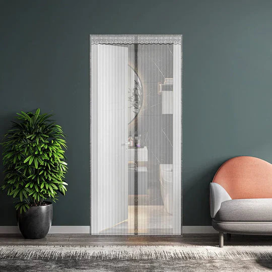 "Moustiquaire magnétique pour porte en polyester, système d'aimants puissant, protection contre insectes et ventilation optim