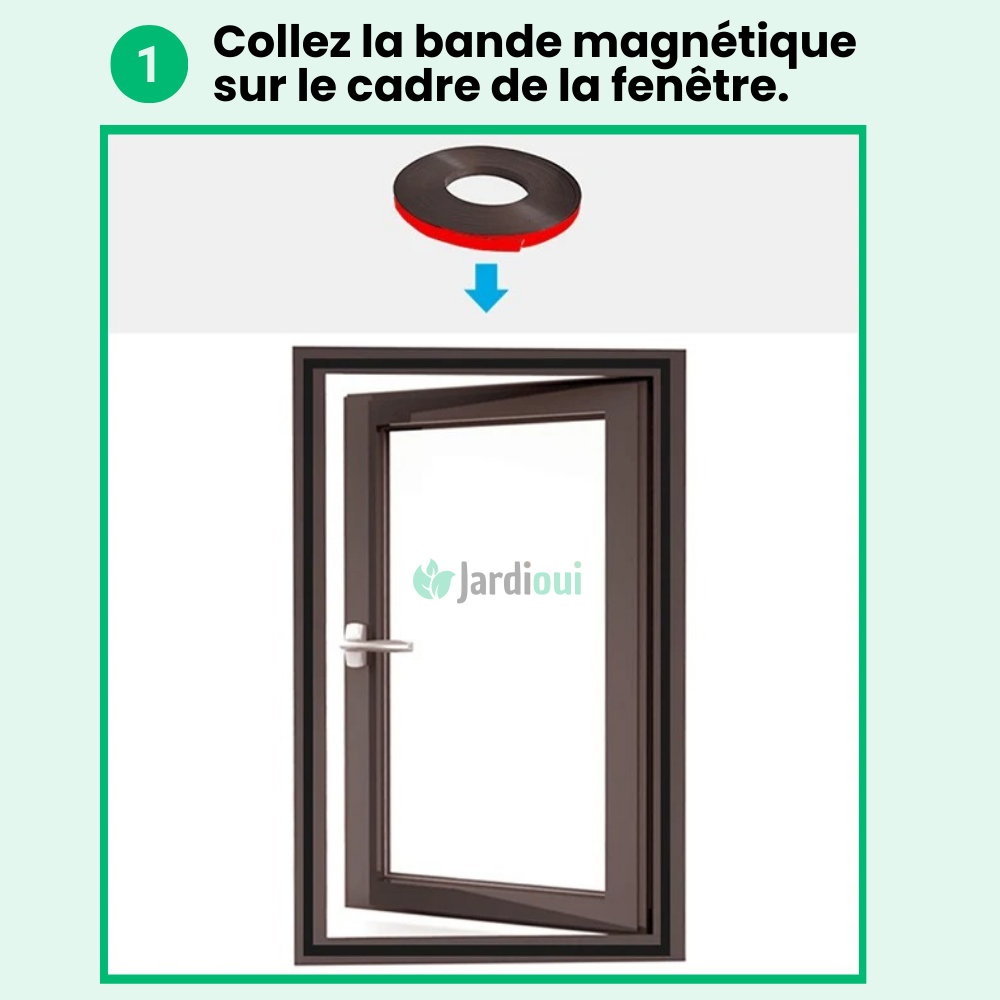 Moustiquaire magnétique sur-mesure, installation facile. Protection anti-moustiques efficace.  Maille fine, design élégant.