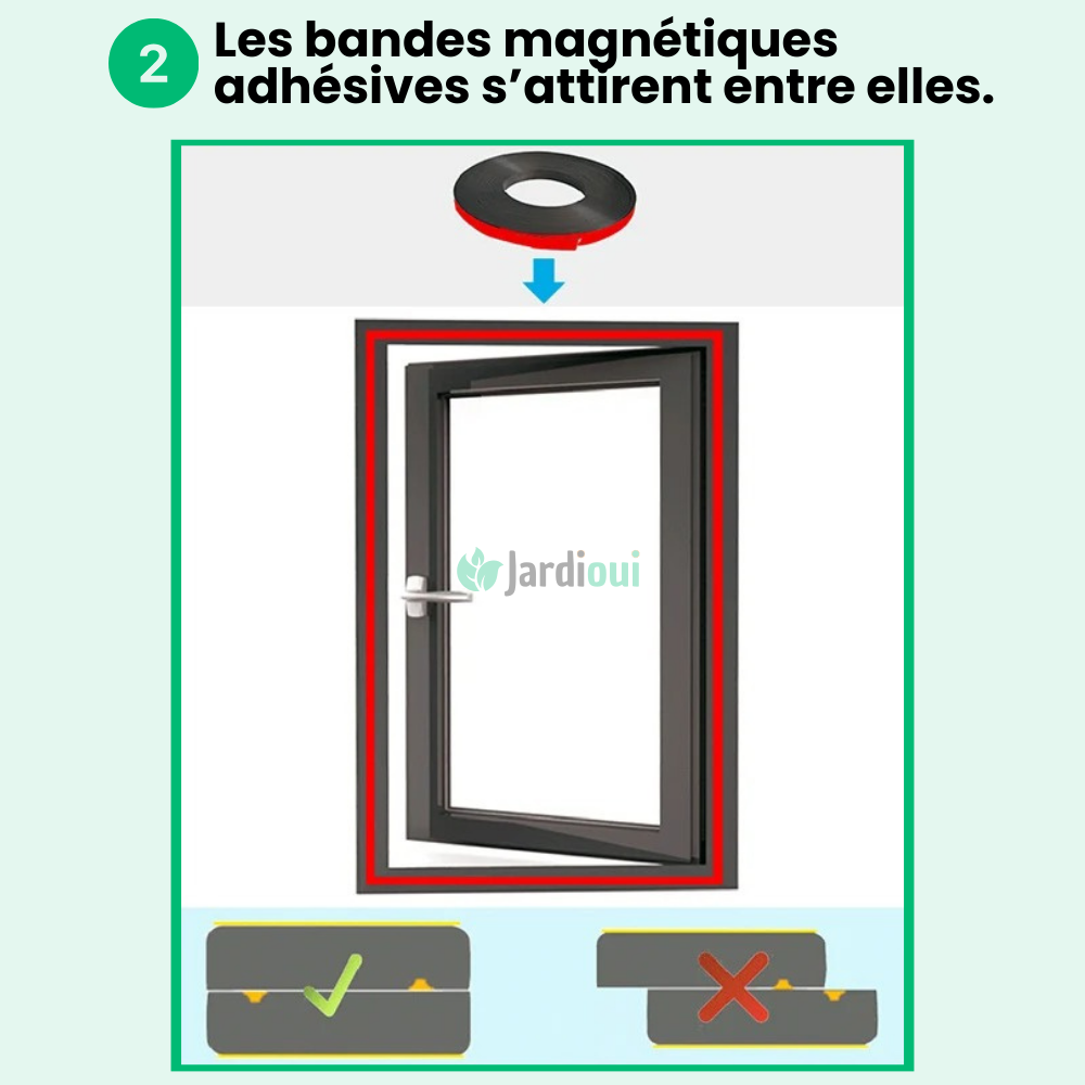 Moustiquaire magnétique sur-mesure, installation facile. Protection anti-moustiques efficace.  Maille fine, design élégant.