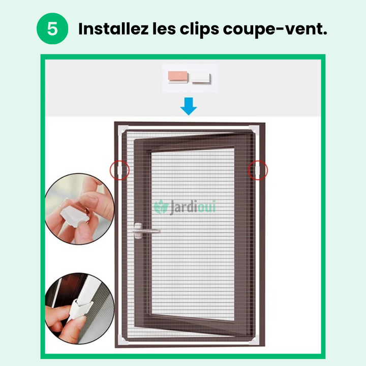 Moustiquaire magnétique sur-mesure, installation facile. Protection anti-moustiques efficace.  Maille fine, design élégant.