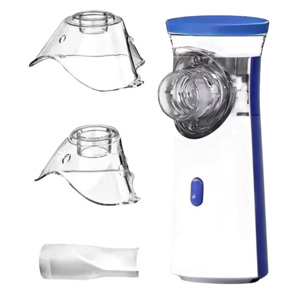 Nébuliseur ultrasonique portable compact, léger, couleurs blanc/bleu/vert, pour inhalation silencieuse et soulagement respira