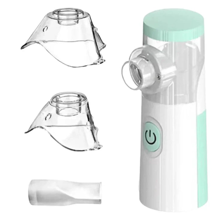 Nébuliseur ultrasonique portable compact, léger, couleurs blanc/bleu/vert, pour inhalation silencieuse et soulagement respira