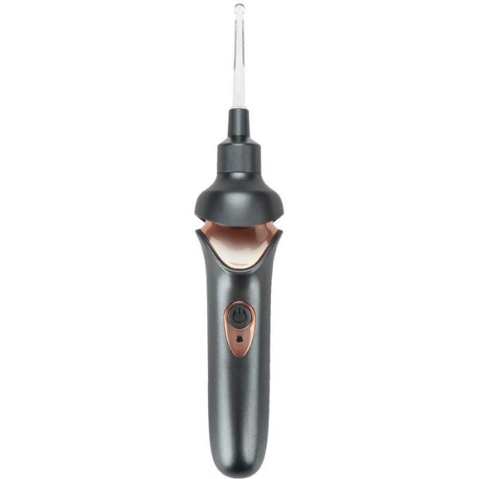 Nettoyeur oreilles LED. Hygiène auriculaire sécurisée.  Image montrant l’appareil et ses fonctionnalités.