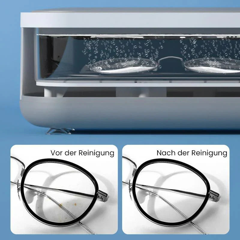 "Nettoyeur ultrason moderne avec réservoir transparent et boutons faciles, idéal pour nettoyage délicat sans produits chimiqu