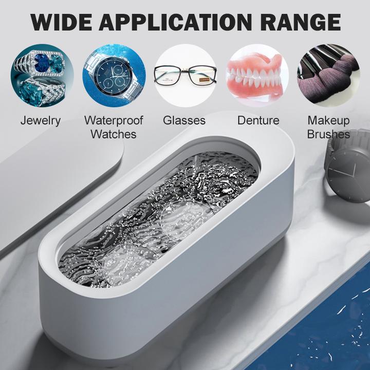 "Nettoyeur ultrason moderne avec réservoir transparent et boutons faciles, idéal pour nettoyage délicat sans produits chimiqu