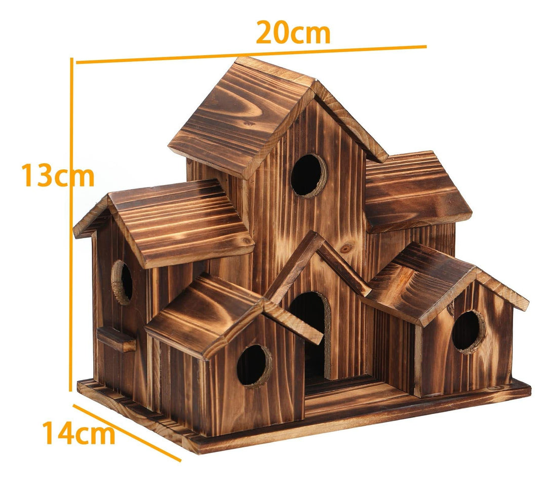 "Nichoir fonctionnel en bois résistant aux intempéries, design naturel, avec orifice rond et toit incliné, pour petits oiseau
