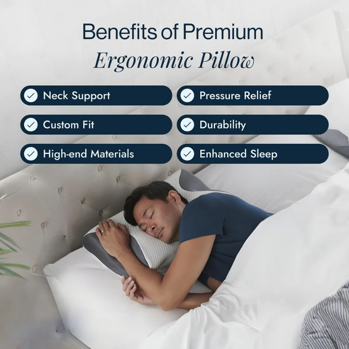 Oreiller cervical ergonomique. Mousse mémoire de forme. Soutien optimal du cou et de la tête. Sommeil réparateur.