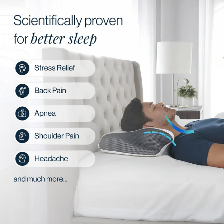 Oreiller cervical ergonomique. Mousse mémoire de forme. Soutien optimal du cou et de la tête. Sommeil réparateur.