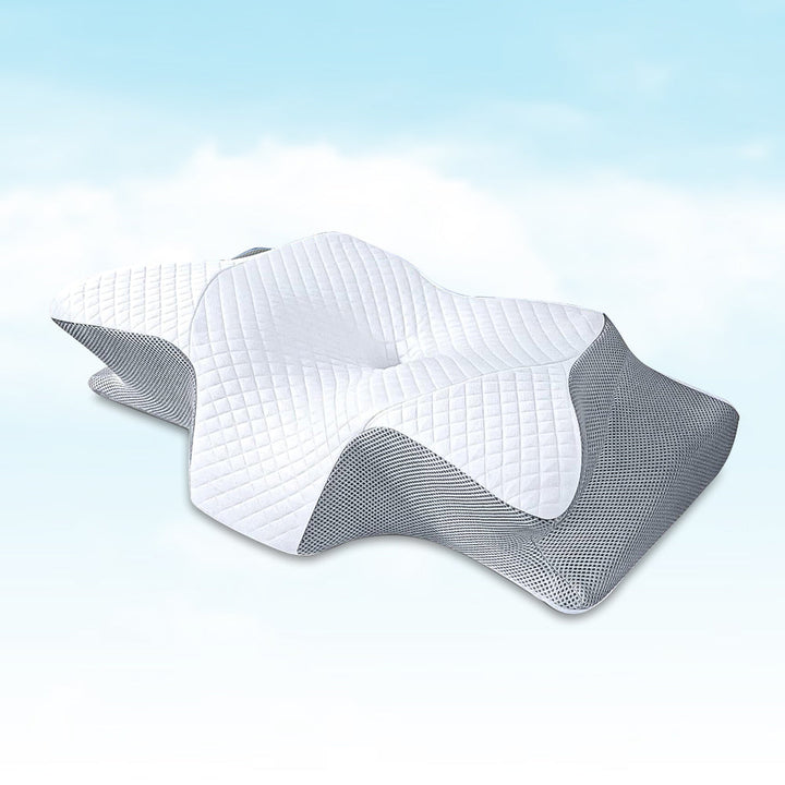 Oreiller orthopédique: mousse mémoire de forme, soutien cervical et dorsal, confort optimal.