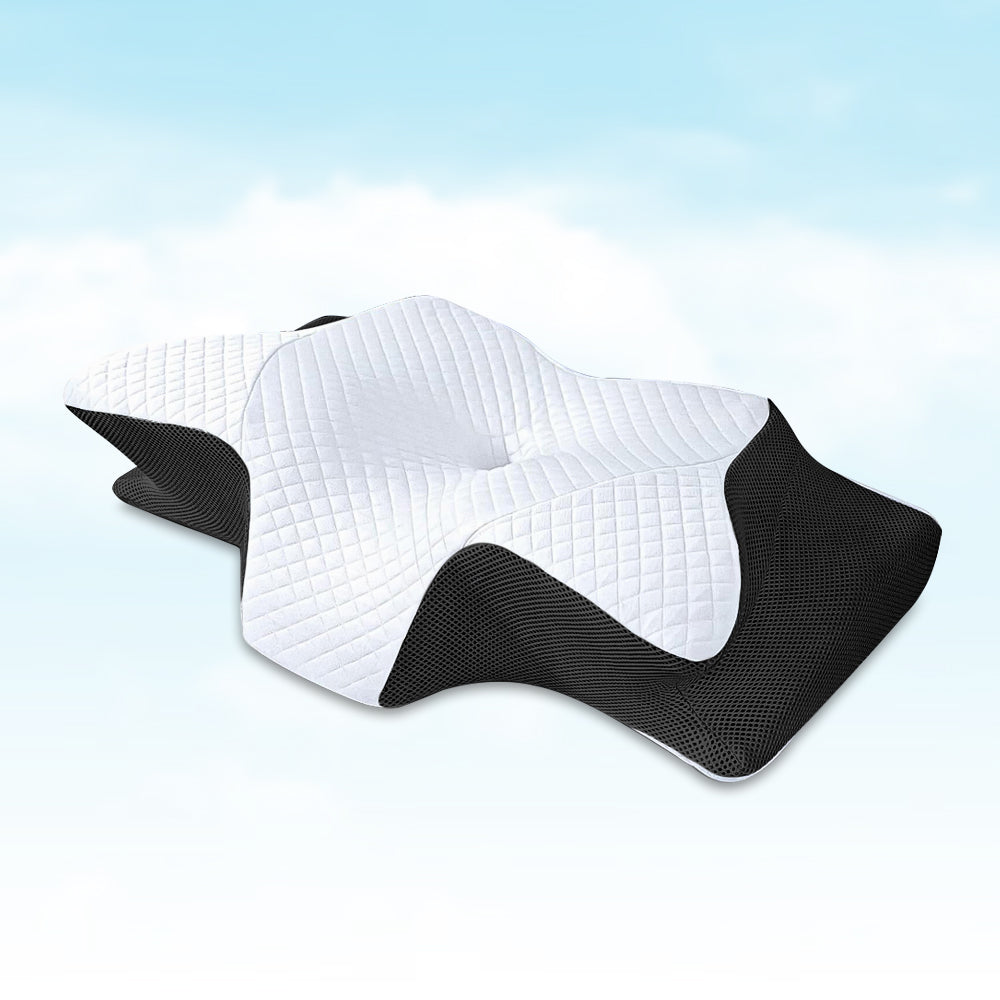 Oreiller orthopédique: mousse mémoire de forme, soutien cervical et dorsal, confort optimal.