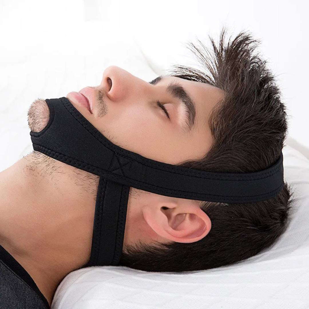 Orthèse anti-ronflement ergonomique bleue, conçue pour le confort et la réduction du bruit nocturne. Solution apnée du sommei