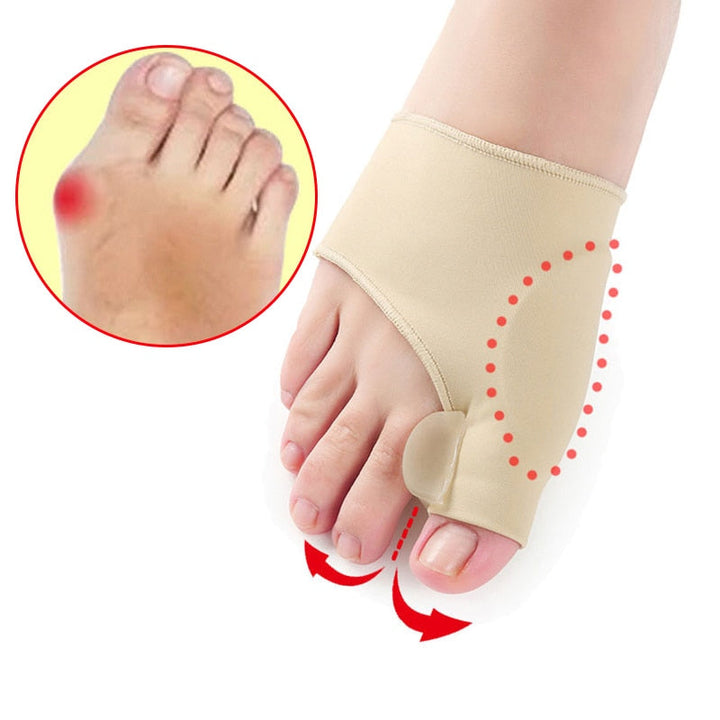 Orthèses hallux valgus en gel polymère. Soulagement douleur pied. Confort et correction douce.