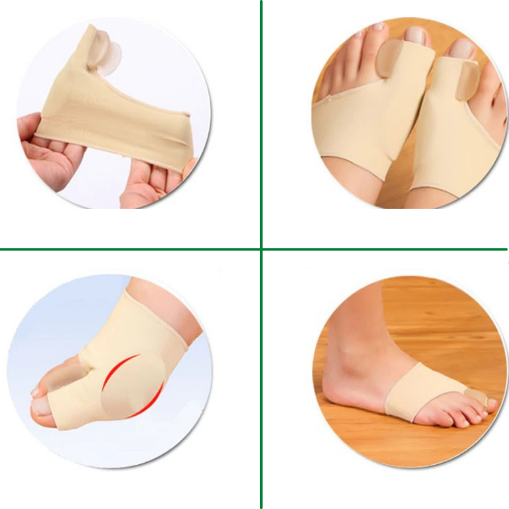 Orthèses hallux valgus en gel polymère. Soulagement douleur pied. Confort et correction douce.