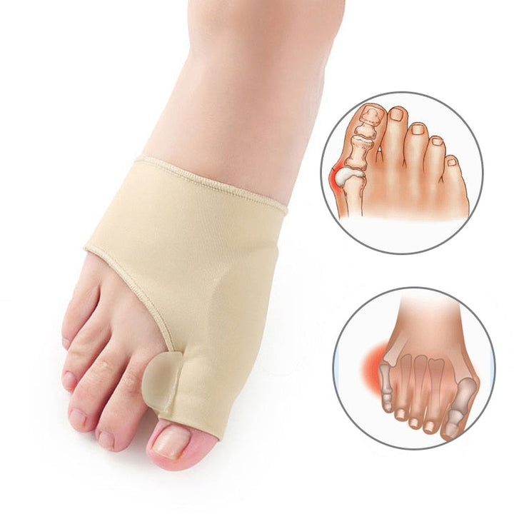 Orthèses hallux valgus en gel polymère. Soulagement douleur pied. Confort et correction douce.