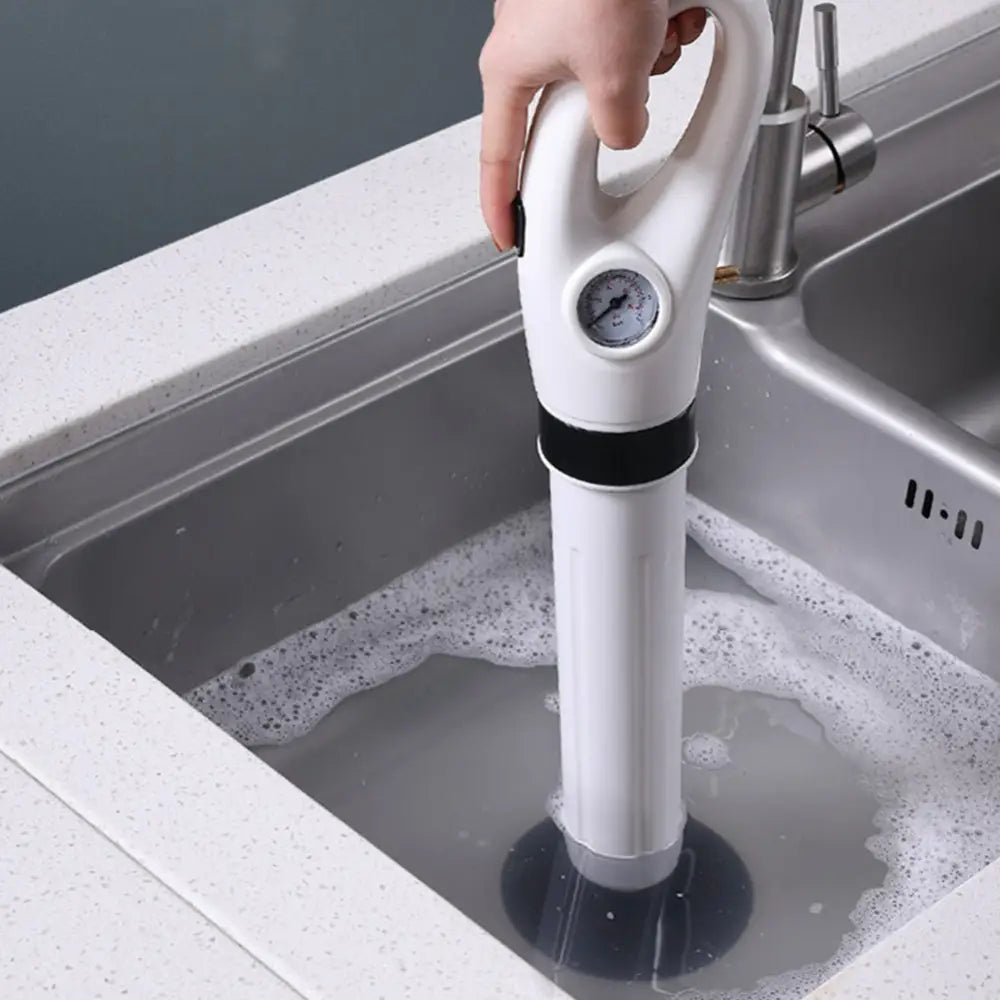 "Outil de débouchage pneumatique compact DrainMaster Pro™ pour toilettes et éviers, avec mécanisme à air comprimé puissant."