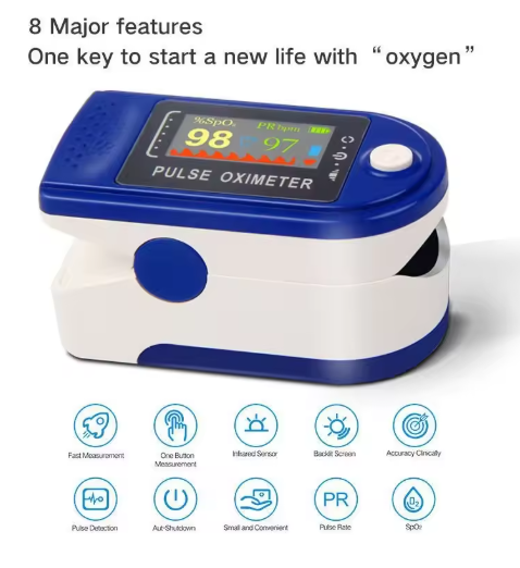 Oxymètre de pouls digital portable.  Mesure précise du SpO2 et de la fréquence cardiaque.  Affichage clair.