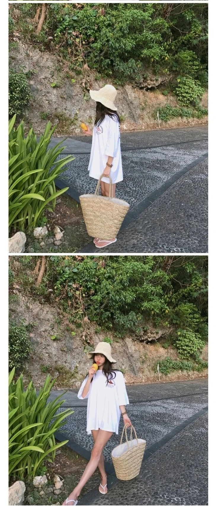 Sac d'été en paille naturelle, léger et durable, un accessoire artisanal parfait pour compléter votre look plage.