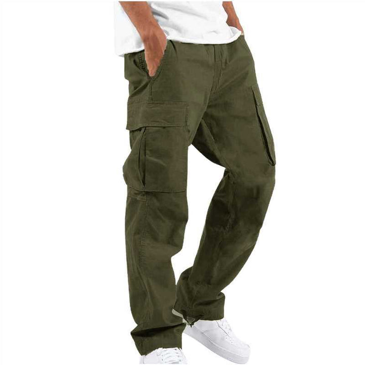 "Pantalon cargo homme coupe droite bleu, poches multiples pour style utilitaire et confort décontracté."