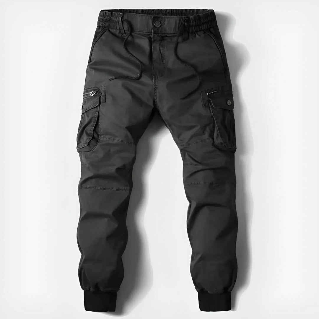 Pantalon cargo homme avec cordon de serrage, offrant confort et look décontracté moderne.