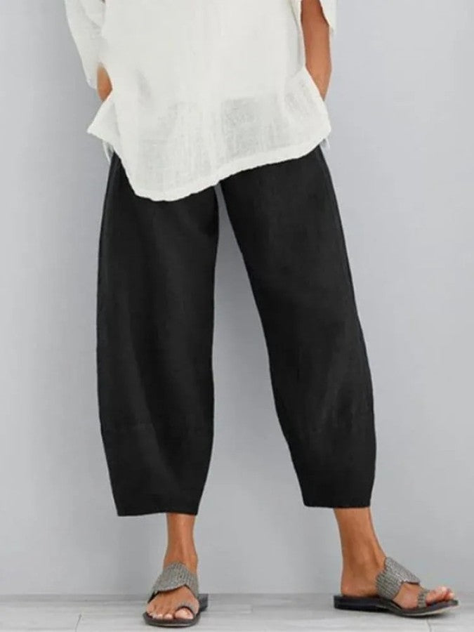 Pantalon de loisirs en lin bleu, coupe élancée, pour femmes; idéal pour été, décontracté et élégant, tailles S à 5XL.