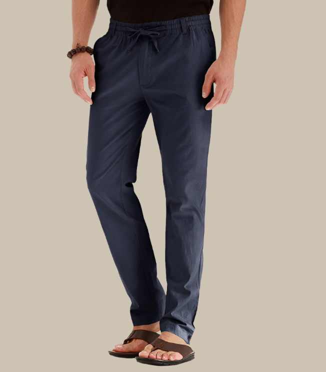 Pantalon décontracté homme avec ceinture élastiquée, léger et confortable, idéal pour l'été, disponible en plusieurs couleurs