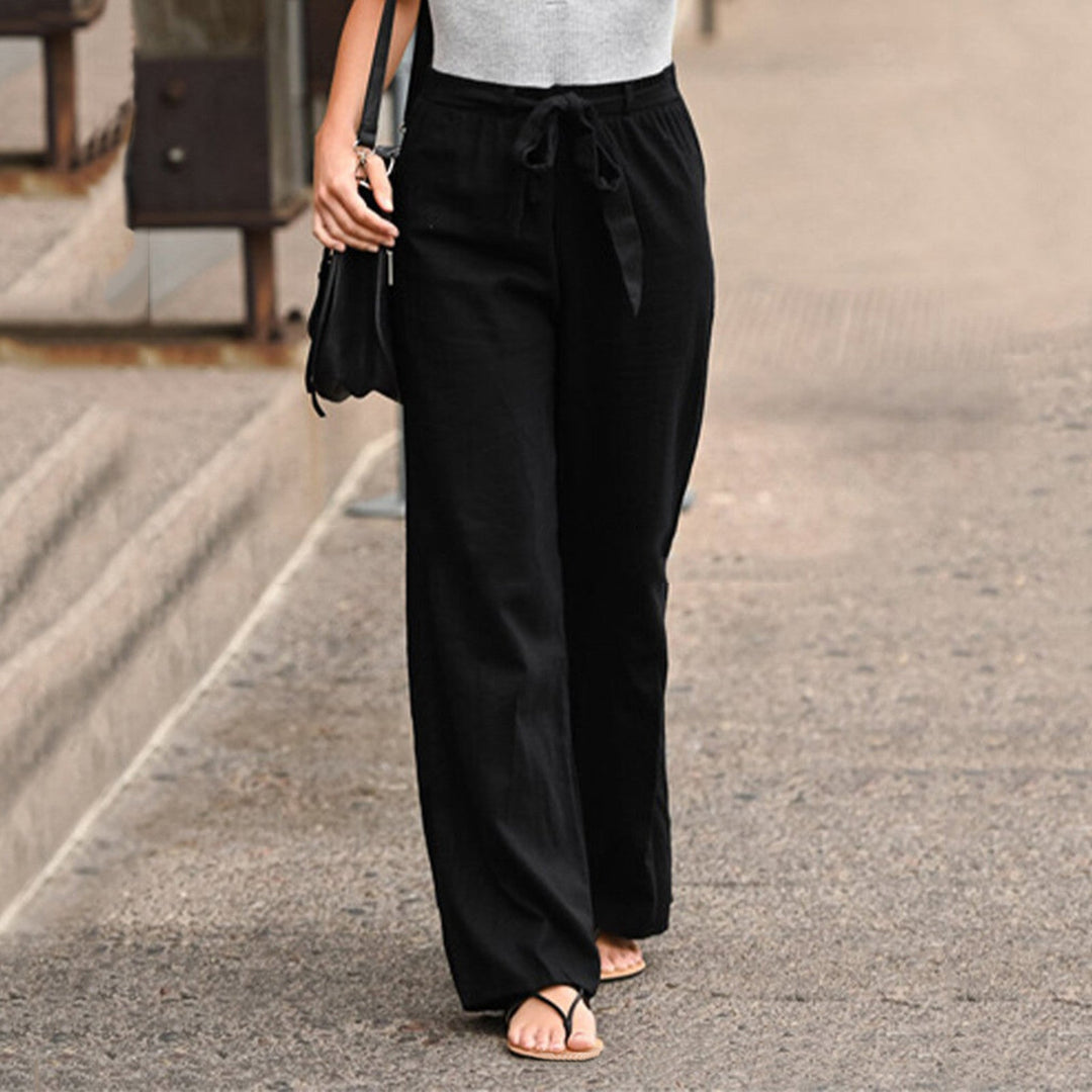 "Pantalon en lin beige pour femme avec coupe ajustée, confort et style, idéal pour toutes occasions, disponible en plusieurs 