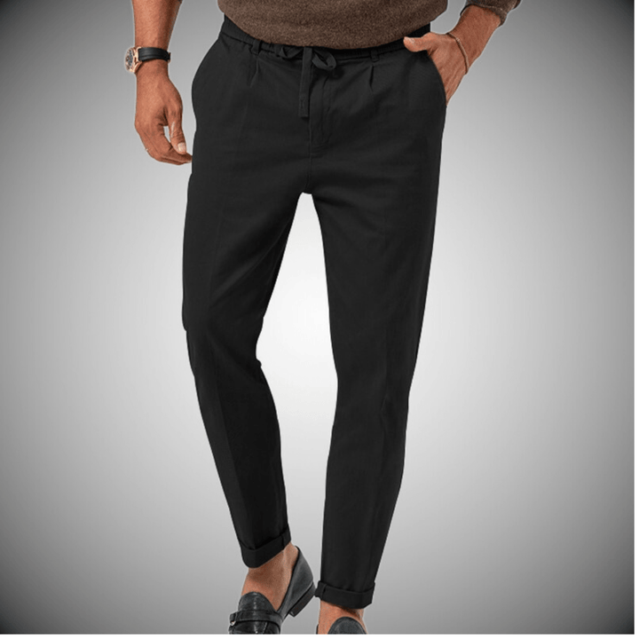 Pantalon en lin élégant et confortable pour homme, vue principale, tissu léger, idéal pour été et occasions formelles.
