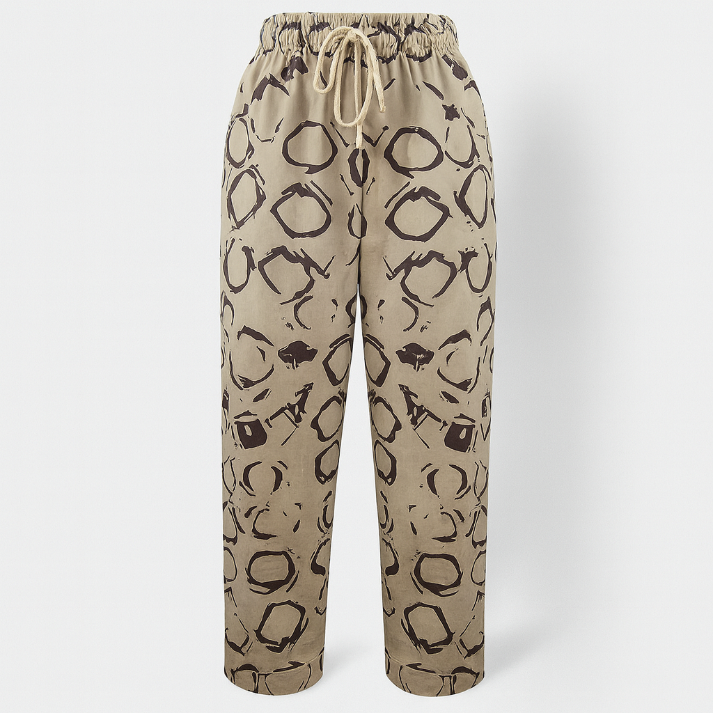 Pantalon femme élégant en coton et lin respirant, idéal pour l'été, confortable et chic.