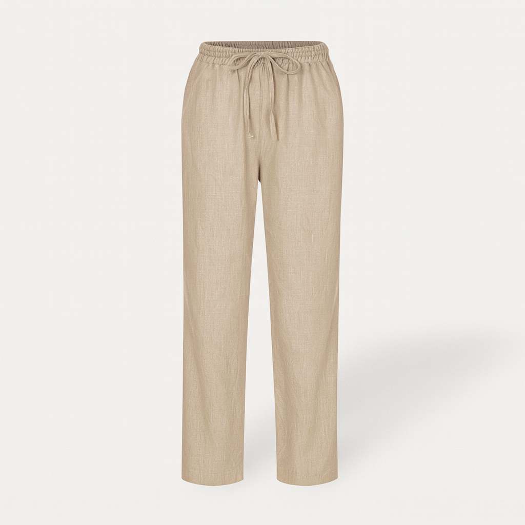 Pantalon femme décontracté chic, taille élastique en coton et lin respirant, parfait pour l'été.