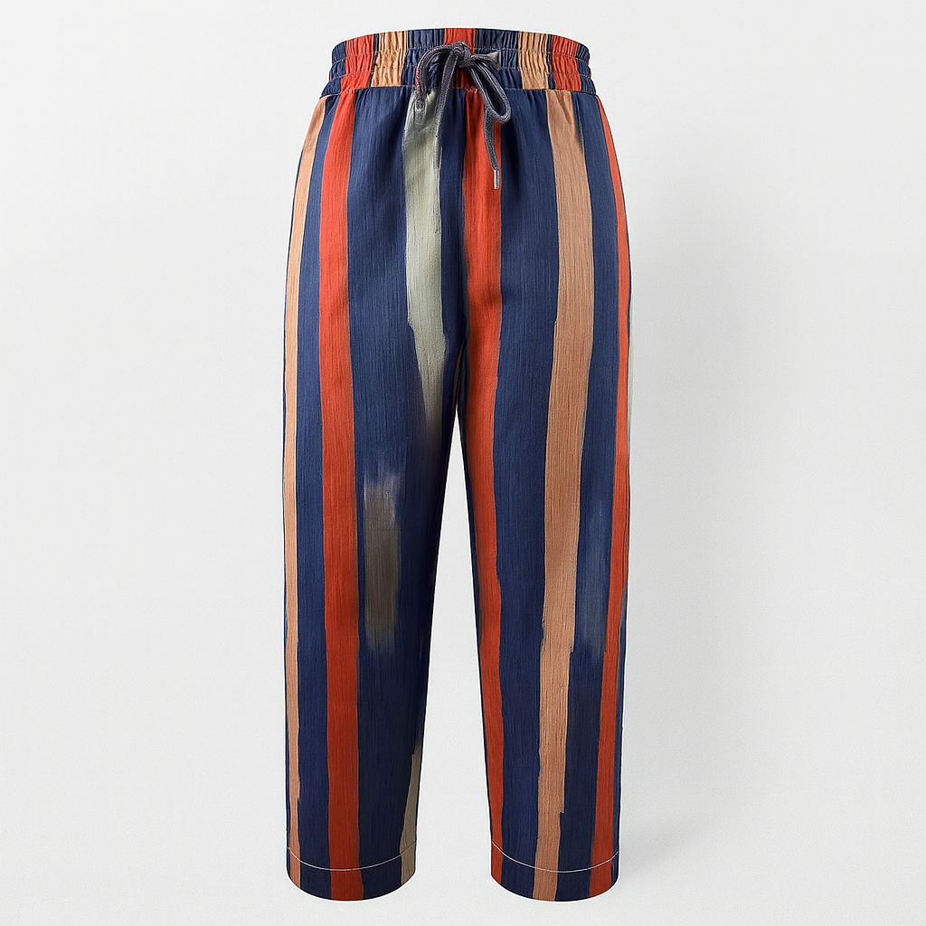 Pantalon polyvalent en coton et lin pour femme, respirant et élégant, idéal pour un look d'été.