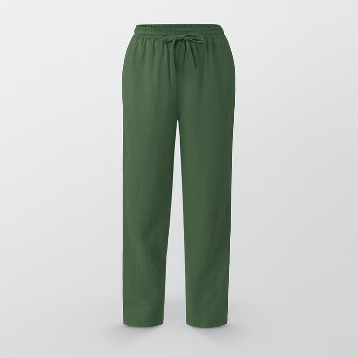 Pantalon d'été en coton et lin pour femme, léger, respirant et élégant, parfait pour le confort décontracté.