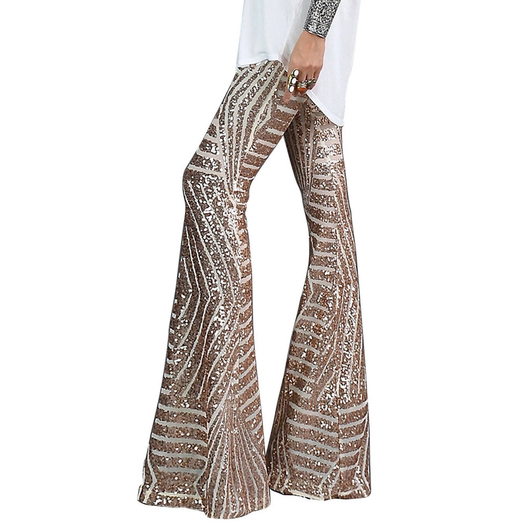 Pantalon flare femme festif à paillettes, confortable et stylé. Idéal pour un look de soirée chic et moderne.