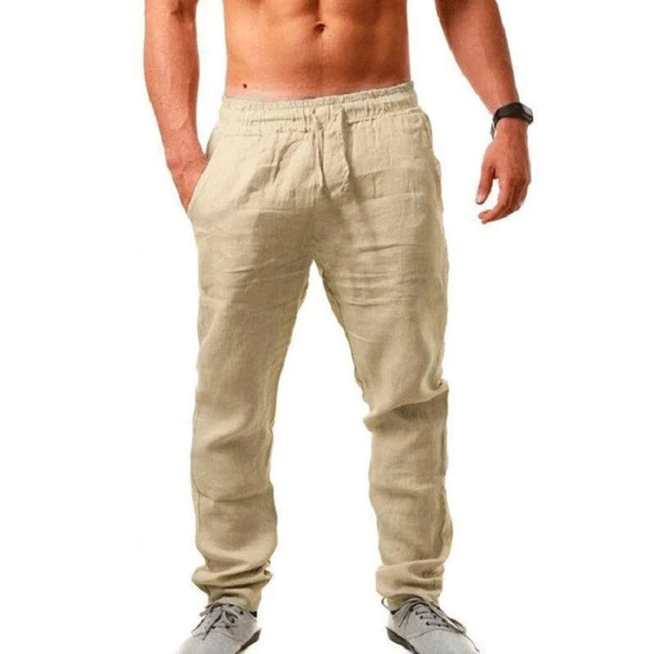 Pantalon homme fluide et léger uni, confort maximal. Idéal printemps-été pour une tenue estivale.