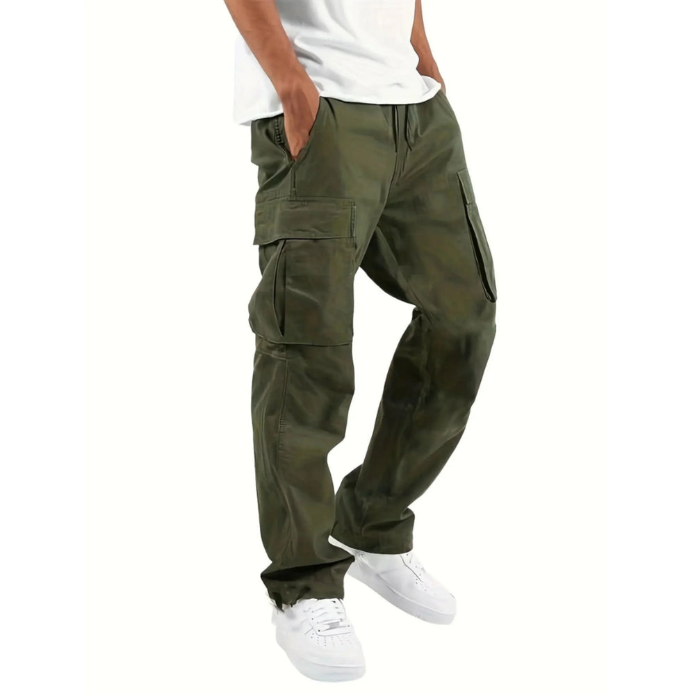"Pantalon homme cargo moderne coupe droite confortable, tissu résistant, poches multiples, idéal usage quotidien et extérieur