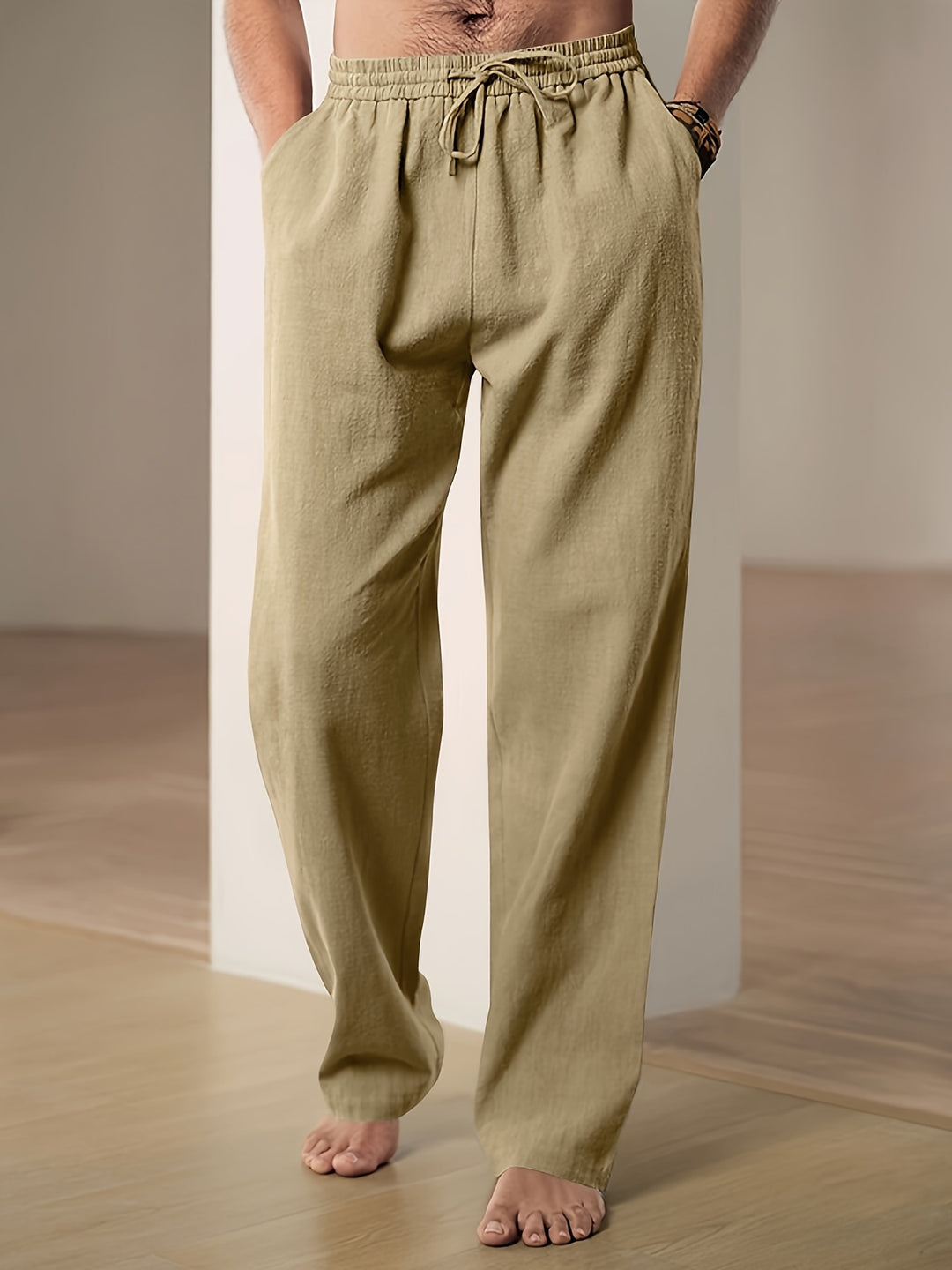 Pantalon casual homme pour l'été, respirant et doux. Assure un confort optimal lors des journées ensoleillées.