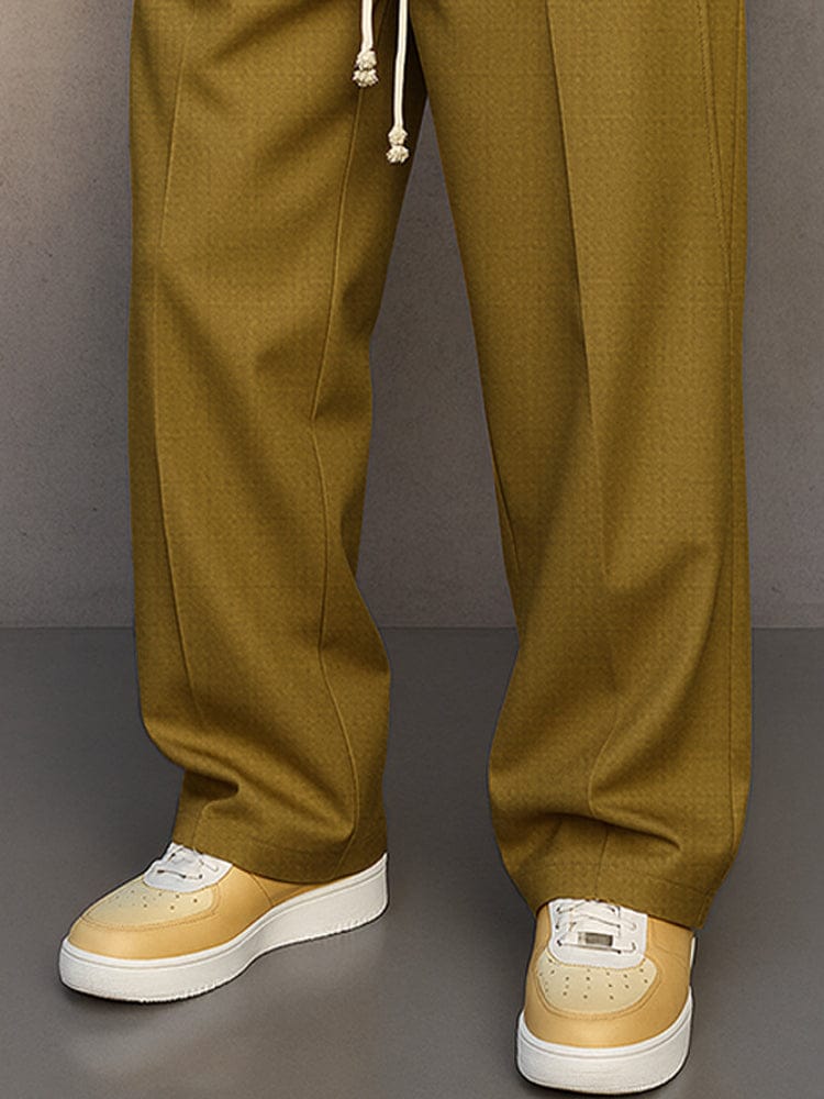 Pantalon homme uni, décontracté, en coton, avec jambe large, confort et polyvalence assurés.
