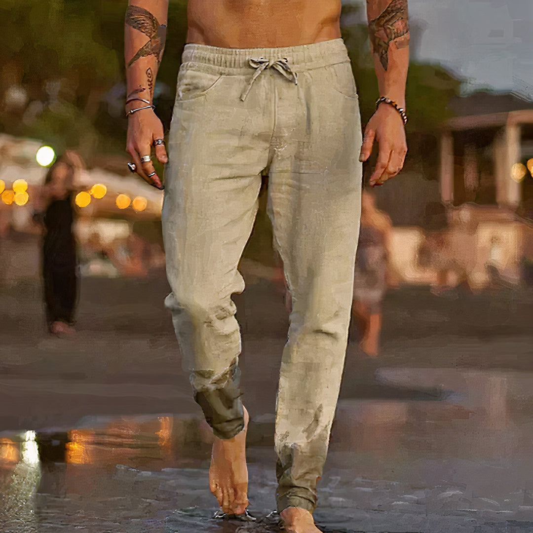 Pantalon homme léger, respirant, idéal pour un été élégant. Confort casual garanti.