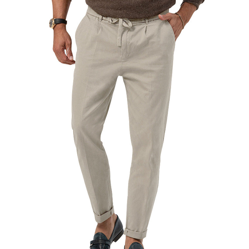 Pantalon homme en lin polyvalent, confortable, jambe droite. Parfait pour un style casual chic.