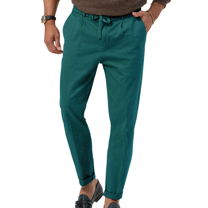 Pantalon homme en lin, couleur anthracite, jambe droite. Idéal pour look formel ou tenue relax.