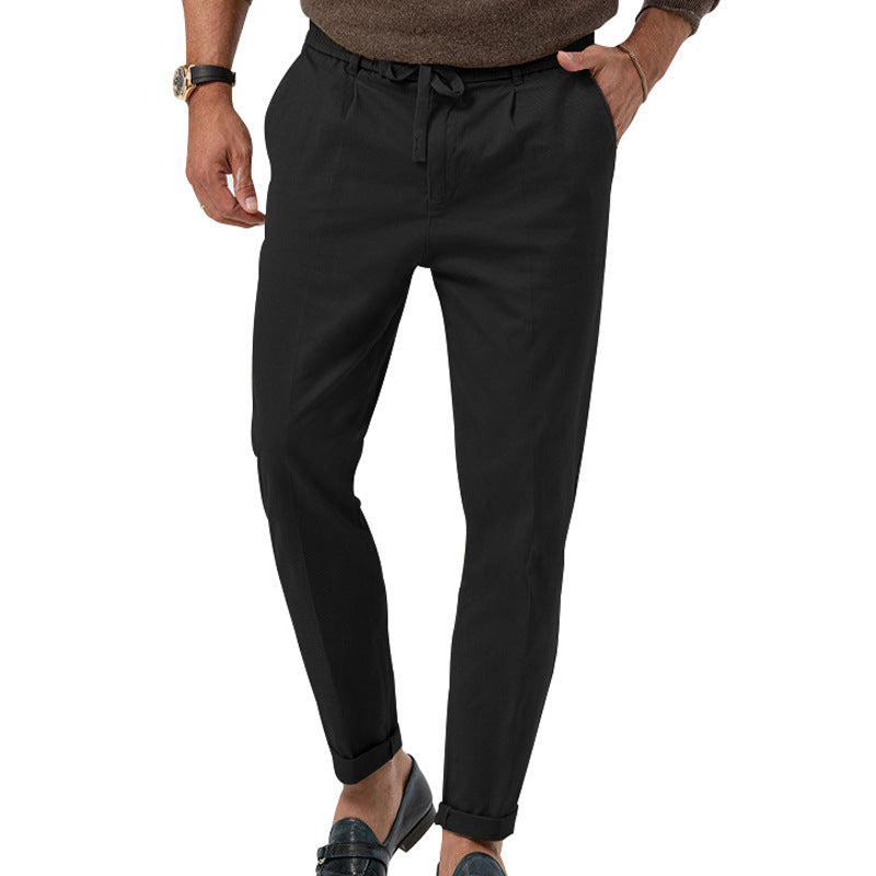 Pantalon classique homme, lin respirant et confortable. Taille haute, polyvalent pour été élégant.