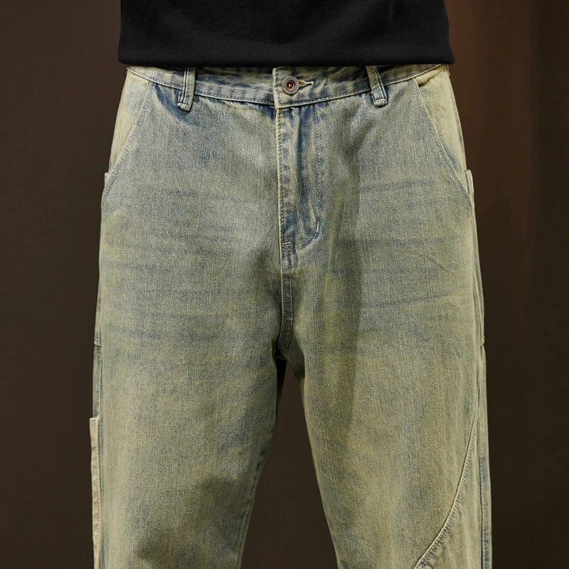 Pantalon rétro homme bleu délavé, polyvalent et confortable, idéal mode masculine.