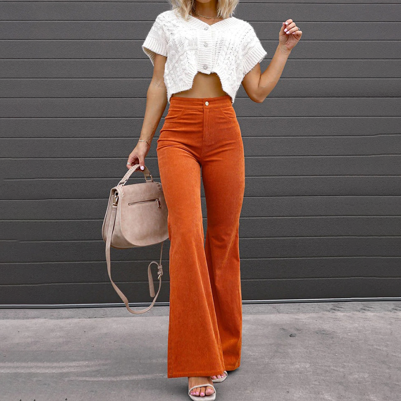 Pantalon large taille haute pour femme, style élégant et confortable, idéal mode printemps-été.