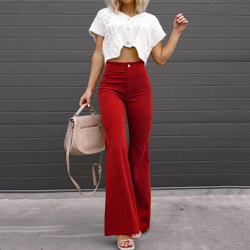 Pantalon large taille haute pour femme, ultra confortable et élégant, parfait pour le printemps et l'été.